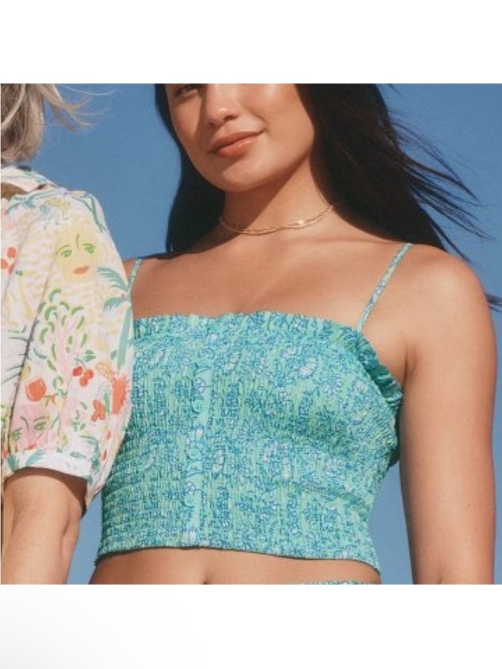 Nwt Roller Rabbit x target blue Floral Smocked Cami shirt size 4X. Stretch!